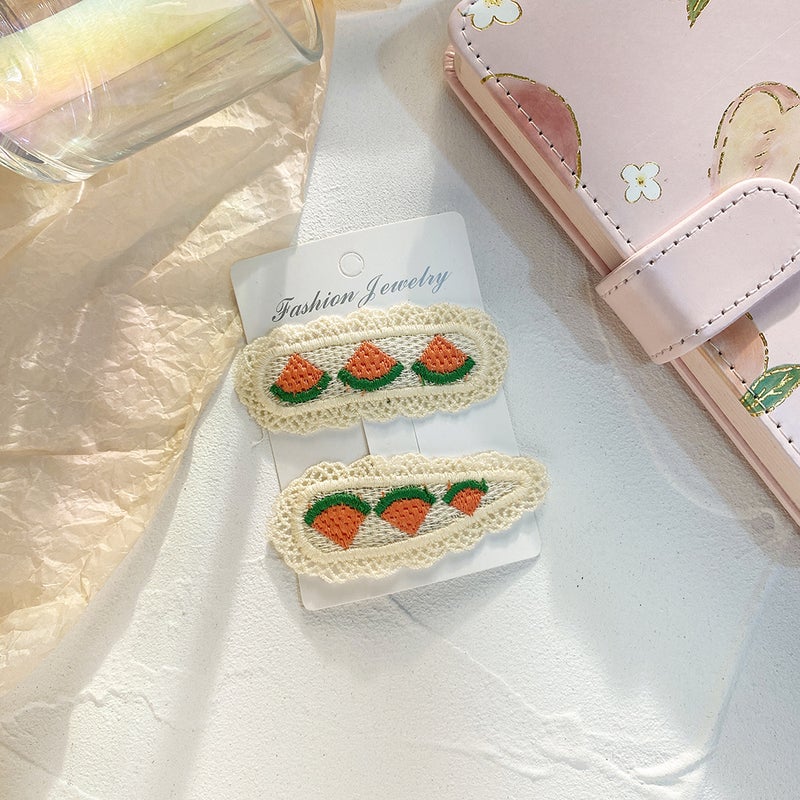 Generic 2022 Cute Kids Hair Clips Fruit Knit PrincessXC-fruit knitted watermelon hairpin XC-fruit knitted watermelon hairpin