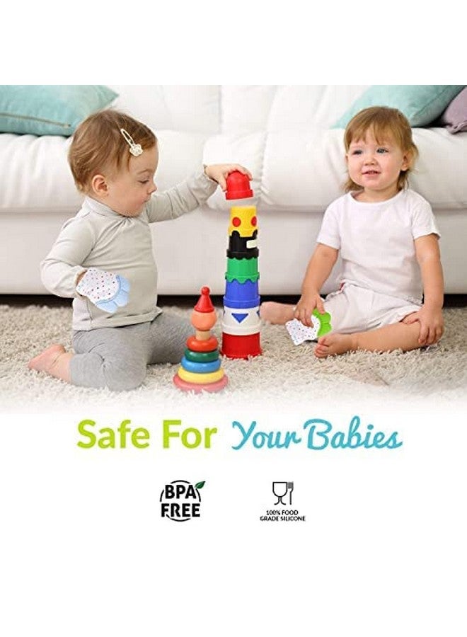 Liname 2 Pack Teething Mitten with Soothing Toy - Baby Chew Toy and Teething Glove- Infant Teething Mitten Crinkle Sound and Textured Silicone to Soothe Sore and Swollen Gums - Image 3