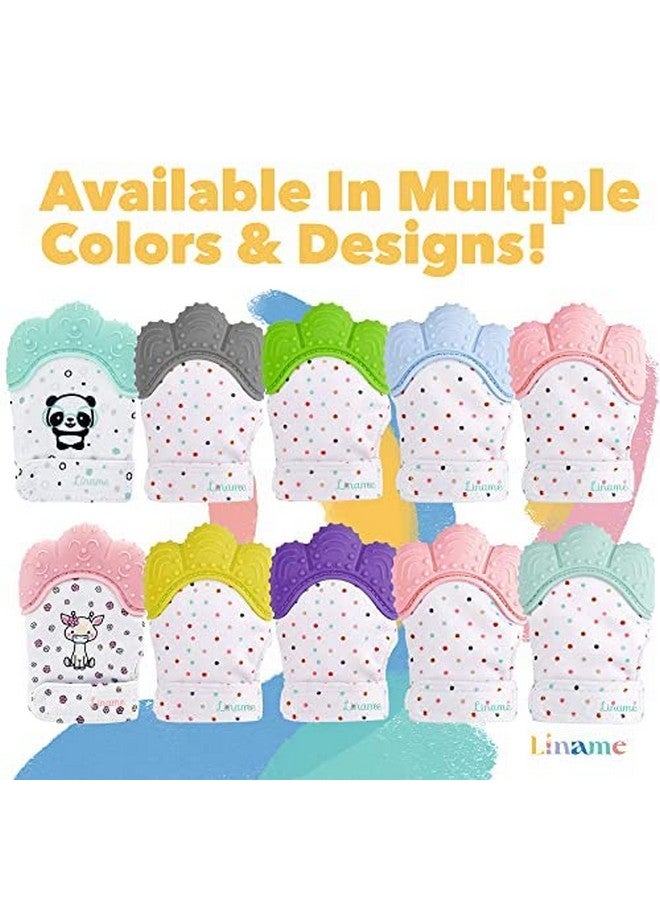 Liname 2 Pack Teething Mitten with Soothing Toy - Baby Chew Toy and Teething Glove- Infant Teething Mitten Crinkle Sound and Textured Silicone to Soothe Sore and Swollen Gums - Image 4