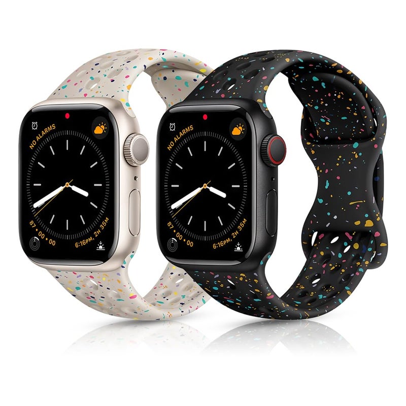 Zorbes 2 Pack Breathable Eco-Friendly Silicone Sport Bands Compatible with Apple Watch 42–49mm – iWatch Ultra/Series 10–1 Replacement Straps - Image 2