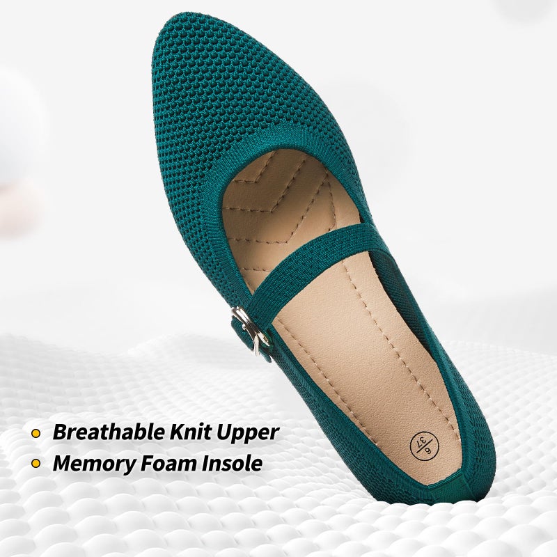 BABUDOG Mesh Ballet Flats for Women,Women's Mary Jane Flats with Buckle Strap,Black Nude Foldable Flats Shoes for Women,Comfortable Dress Shoes(Green.US8) - Image 4