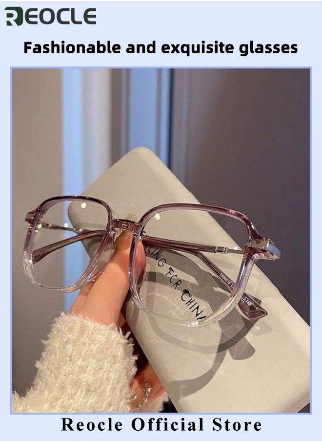 REOCLE - Women's Progressive Multifocus Reading Glasses Spring Hinge Blue Light Blocking Glasses Large Square Reading Glasses - Image 1