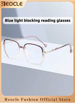 Women's Progressive Multifocus Reading Glasses Spring Hinge Blue Light Blocking Glasses Large Square Reading Glasses