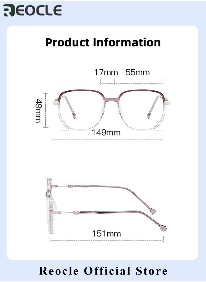 REOCLE - Women's Progressive Multifocus Reading Glasses Spring Hinge Blue Light Blocking Glasses Large Square Reading Glasses - Image 1