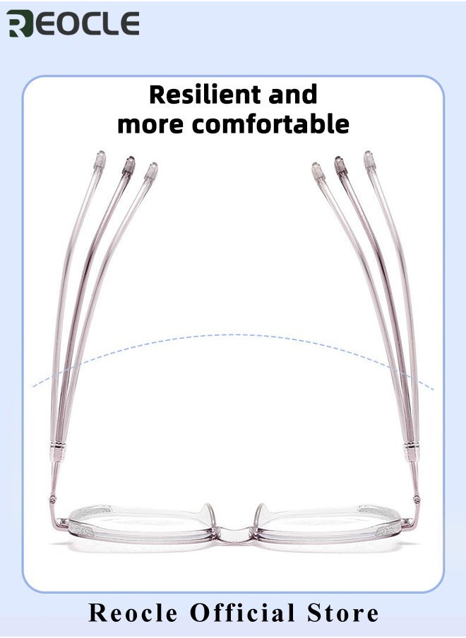 REOCLE - Women's Progressive Multifocus Reading Glasses Spring Hinge Blue Light Blocking Glasses Large Square Reading Glasses - Image 1