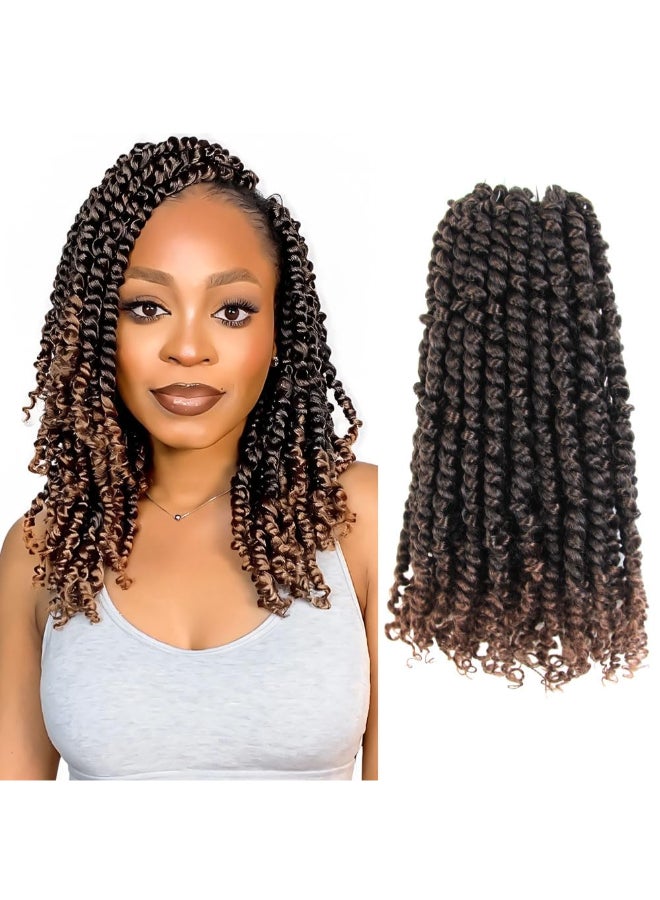 KAVSORAPI Passion Twist Hair12 Inch Passion Twist Braiding HairShort Pre Looped Crochet Twist Jumbo Pretwisted Two Strand Braids 8 Packs T30Ombre Medium Dark Brown - Image 2
