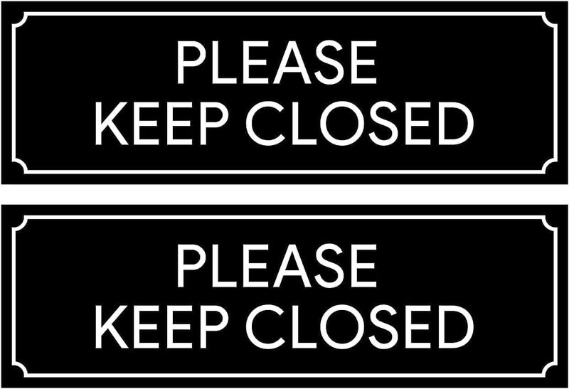 BPA® Please Keep Closed Sign | Stickers for Workplace, Doors, Restricted Areas, Garages 8.5" x 2.75" (Set of 2)