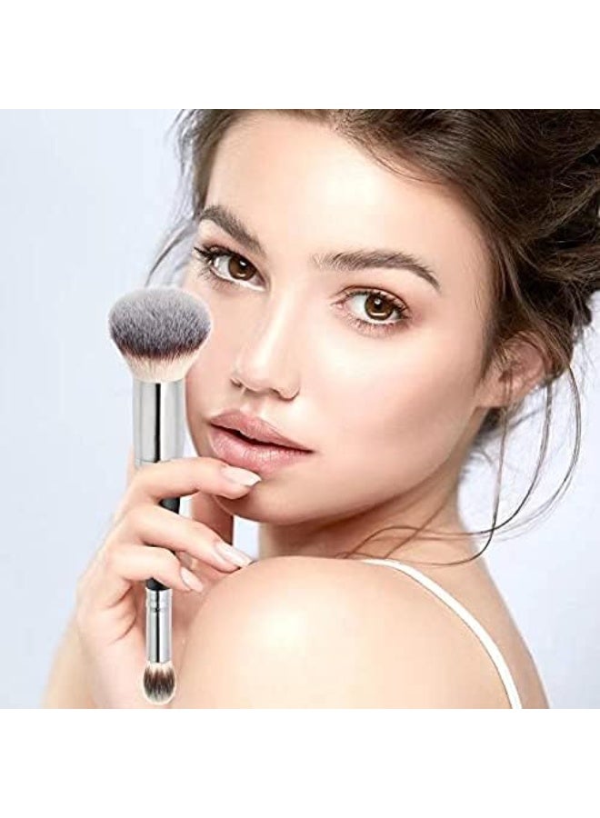Makeup Brushes, Dual-ended Foundation Brush Concealer Brush Perfect Any Look Premium Luxe Hair Rounded Taperd Flawless Brush Ideal for Liquid Cream Powder Blending Buffing Concealer - Image 5