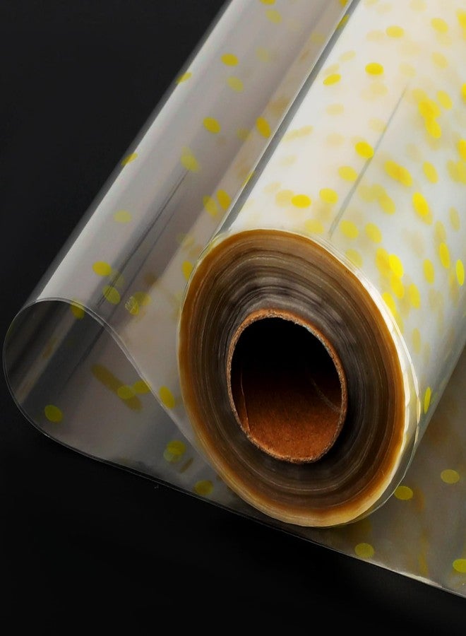 Motroce Clear Cellophane Wrap Roll, 100 Ft x 34 In Gold Dot Florist Paper Wrapper, Transparent 3Mil Thicker Cellophane Roll, Gift Baskets Wrap Cellophane Film for Gifts, Flowers, Christmas Wrapping - Image 1