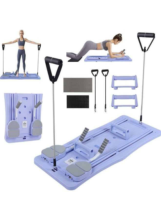 دنزوز لوح بيلاتيس 5 في 1 مجموعة إصلاح بيلاتيس جهاز إصلاح بيلاتيس مع مؤقت متعدد الأغراض قابل للطي لوح إصلاح بيلاتيس للمنزل لوح انزلاق بيلاتيس للمنزل للنساء والرجال - Image 1