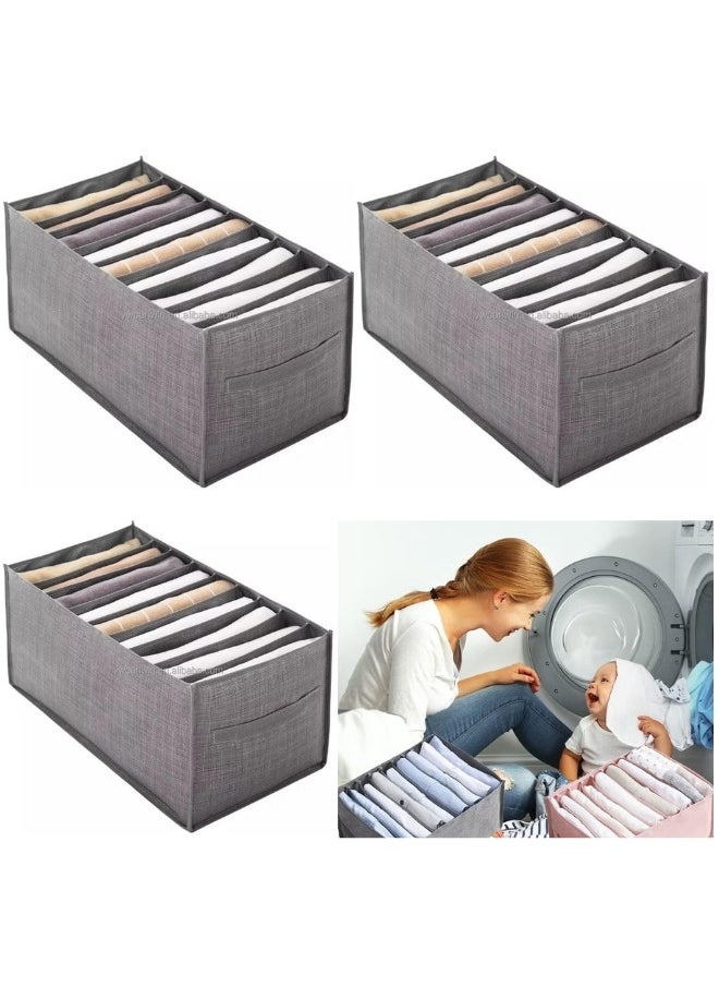 Generic 3 Pieces 9 Section Clothes Organizer with Handles, Closet Divider Box for Storage Shirts Jeans Underwear  - Image 1