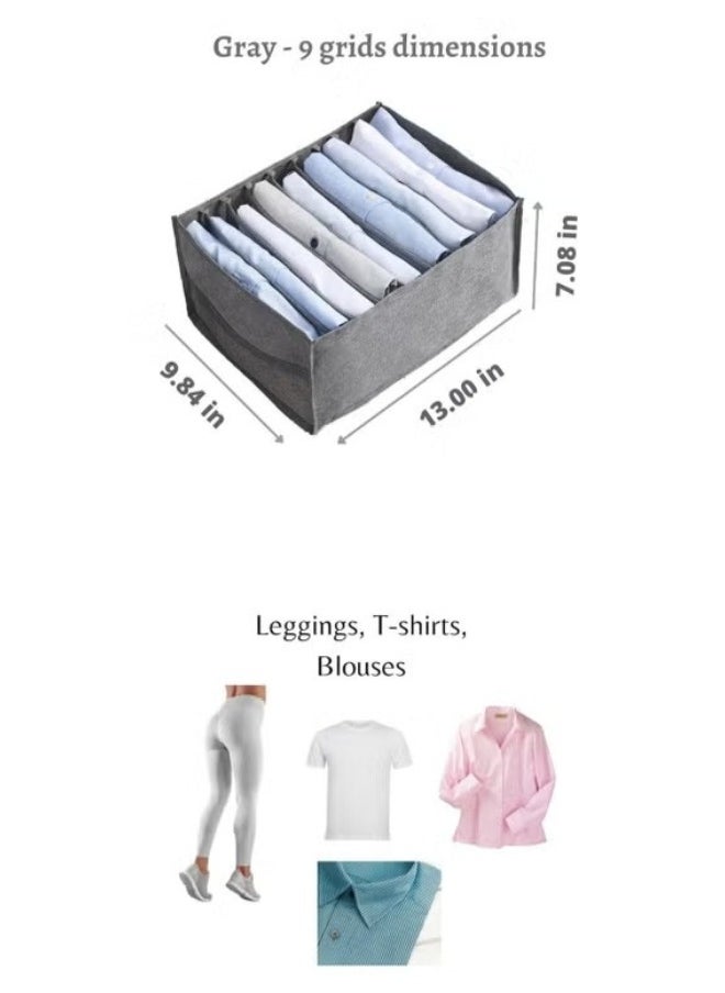 Generic 3 Pieces 9 Section Clothes Organizer with Handles, Closet Divider Box for Storage Shirts Jeans Underwear  - Image 3