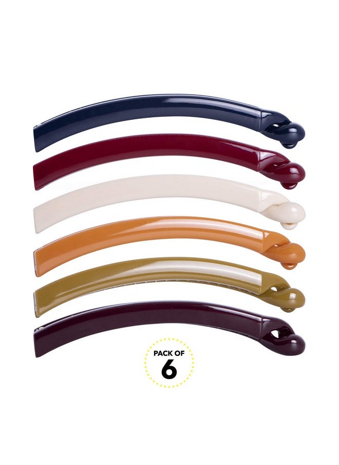 RC ROCHE ORNAMENT - 6 Pcs Womens Thin Banana Ponytail Maker Holder Cute Secure Grip Hair No Slip Girls Ladies Beauty Fashion Accessory Clamp Clasp Clip Medium Classic Multicolor - Image 1