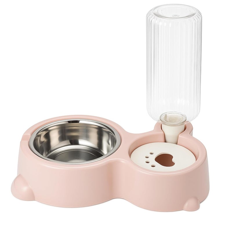 DARKFISH 2 In1 Pet Feeder Food and Water Dispenser|Stainless Steel Bowl|Automatic Water Dispensing Mechanism|Suitable for Cats and Dogs,?32 cm,H_22 cm,W_16.5 cm(Multicolor) - Image 1