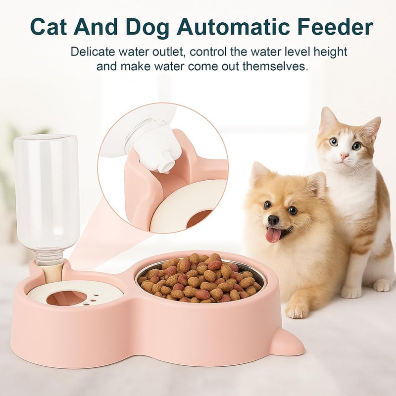 DARKFISH 2 In1 Pet Feeder Food and Water Dispenser|Stainless Steel Bowl|Automatic Water Dispensing Mechanism|Suitable for Cats and Dogs,?32 cm,H_22 cm,W_16.5 cm(Multicolor) - Image 5