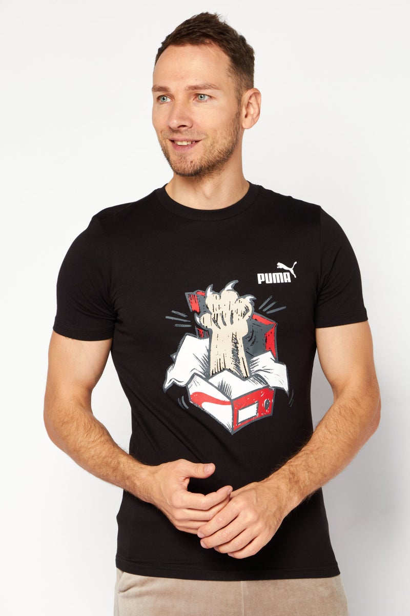 PUMA تي شيرت تدريب لياقة بدنية للرجال، كومبو أسود - Image 1