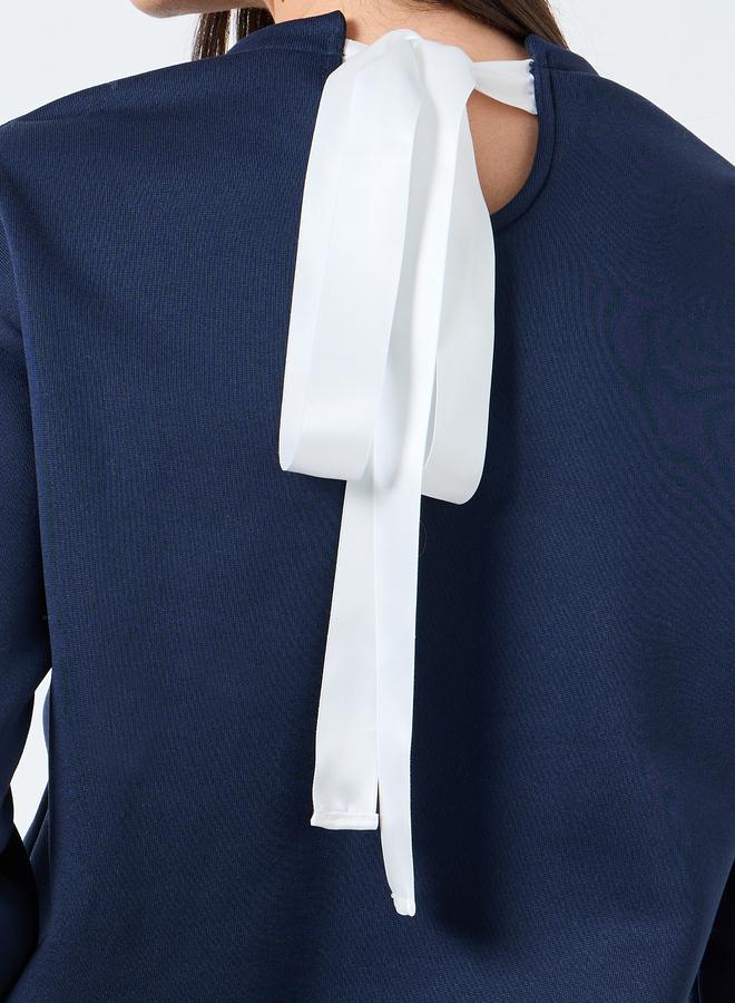 ستايلي سويت شيرت مزين بربطة شريطية - Image 4