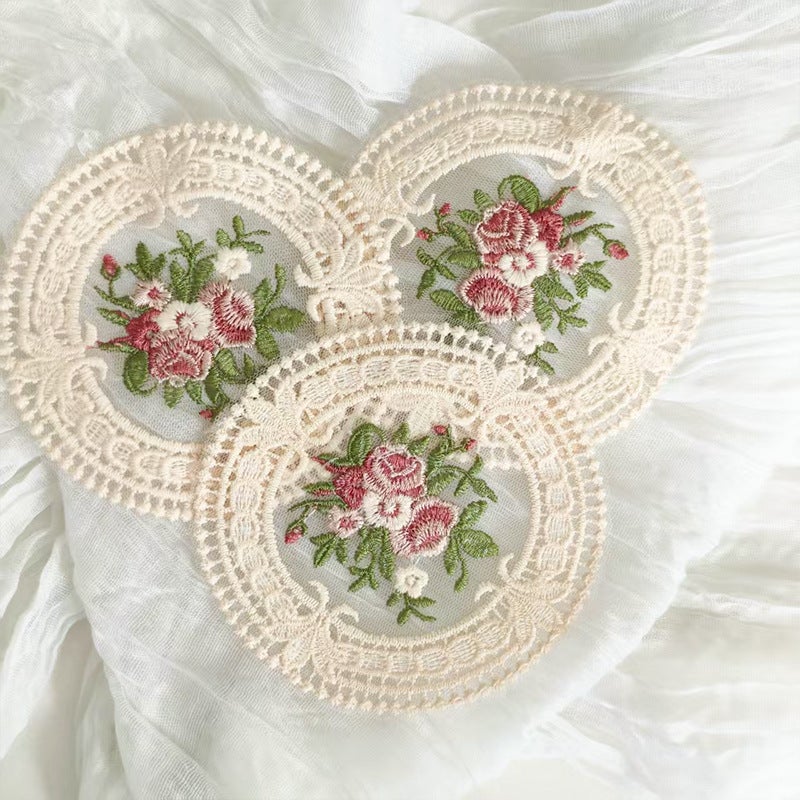 Round Lace Embroidered Placemats and Coasters - Image 2