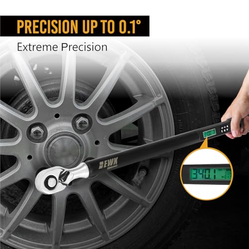 EWK 1/2" Drive Digital Torque Wrench 12.5-250 ft-lbs (17-340 Nm) with Angle, LED Display & Audible Buzzer Alert, Auto and Motorcycle Repairs - Image 3