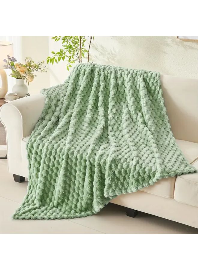 Fleece Blanket for Couch And Bed Cozy Warm Throw 78 74x90 55 Inch Green - Image 2