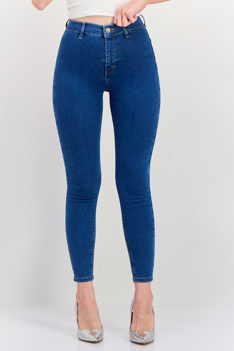 TOPSHOP Women  Skinny Fit Washed Stretchable Jeans, Blue - Image 1