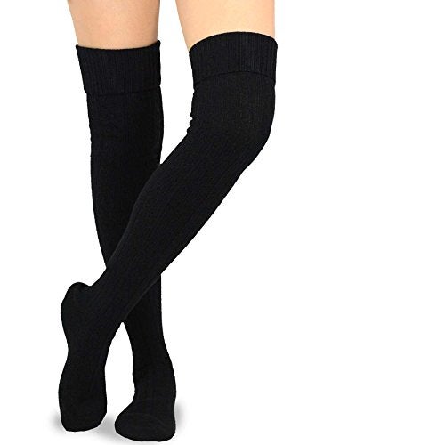 TeeHee Socks Cute Cable Cuff Crochet Fashion Over the Knee High Socks for Women & Girls 3 Pair (Bright Combo) - Image 4