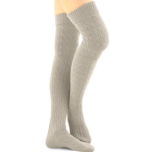 TeeHee Socks Cute Cable Cuff Crochet Fashion Over the Knee High Socks for Women & Girls 3 Pair (Bright Combo) - Image 3