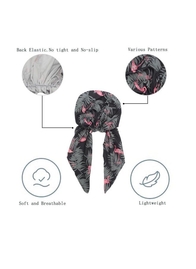 ZLYC Chemo Headwear Pre Tied Head Scarf Headwraps Lightweight Turban Beanie Cap for Women (Flamingo Black)  - Image 5