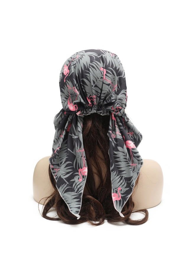 ZLYC Chemo Headwear Pre Tied Head Scarf Headwraps Lightweight Turban Beanie Cap for Women (Flamingo Black)  - Image 4