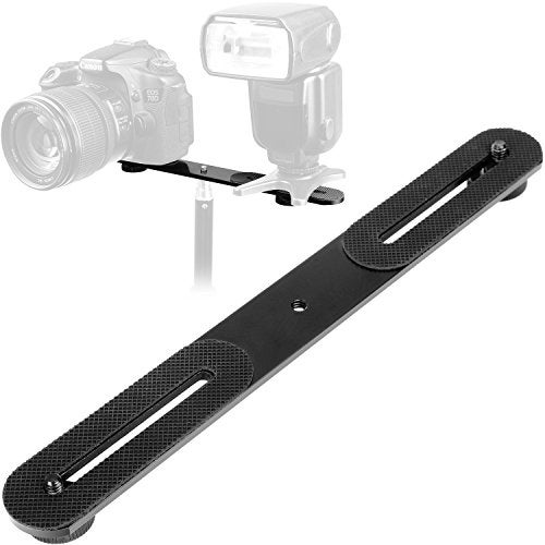 ChromLives 1/4'' Dual Camera Mount Flash Bracket Extension Bar 10.6'' Straight Flash Bracket Tripod Mount Bracket for DSLR Camera LED Light Flash Light Microphone and More - Image 1
