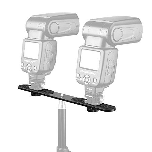 ChromLives 1/4'' Dual Camera Mount Flash Bracket Extension Bar 10.6'' Straight Flash Bracket Tripod Mount Bracket for DSLR Camera LED Light Flash Light Microphone and More - Image 4
