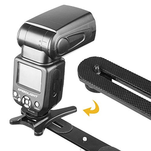 ChromLives 1/4'' Dual Camera Mount Flash Bracket Extension Bar 10.6'' Straight Flash Bracket Tripod Mount Bracket for DSLR Camera LED Light Flash Light Microphone and More - Image 5