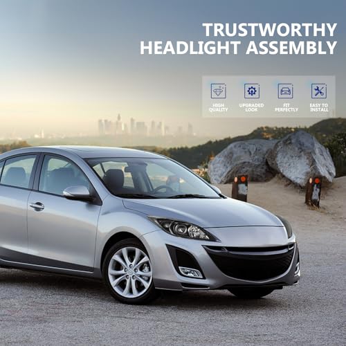 ECCPP Projector Headlight Assembly For Mazda 3 2010 2011 2012 2013 Black Housing Clear Reflector Clear Lens - Image 4