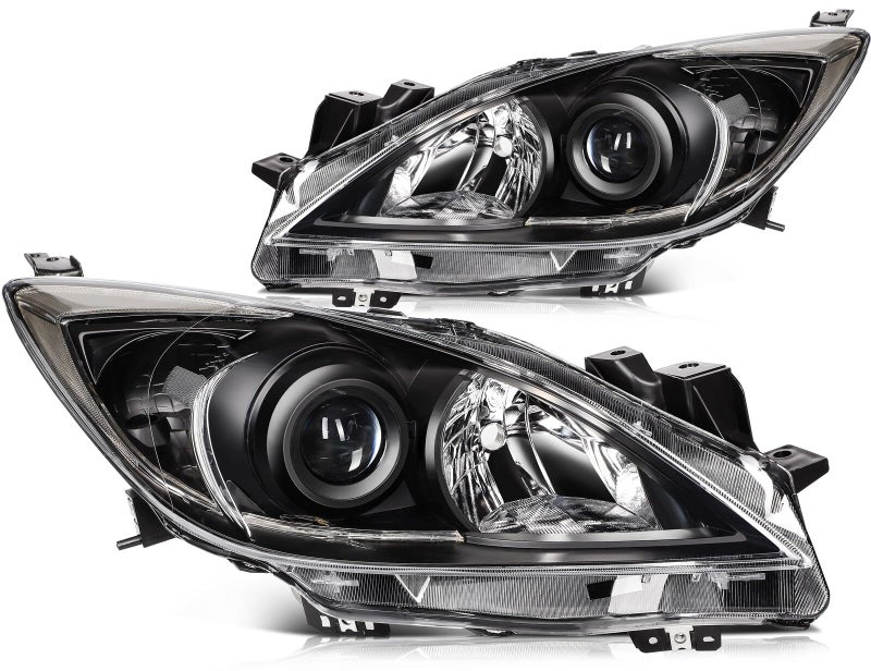 ECCPP Projector Headlight Assembly For Mazda 3 2010 2011 2012 2013 Black Housing Clear Reflector Clear Lens - Image 1