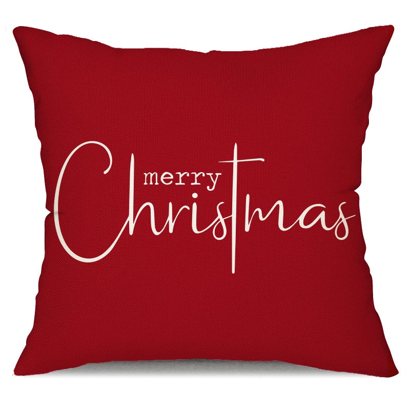 Allorry Christmas Pillow Covers Merry Christmas Throw Pillow Decorative Christmas Red Cotton Cloth Linen Cloth Pillow Cover Sofa Cover Decorative Rectangle Length 18X18 inches - Image 2
