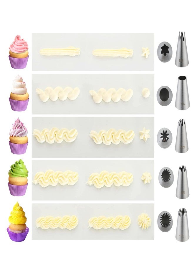 COKUMA 5PCS Large Piping Tips Set, Stainless Steel Cake Decorating Tips, Frosting Icing Tips for Cupcakes, Cake, Cookie and Decorating (Dishwasher Safe) - Image 3