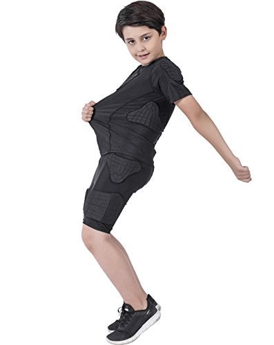 TUOYR Padded Shirt Youth Boys Padded Compression Sports Protective Shirt and Short Kids Rib Chest Guard for Football Baseball Basketball - Image 3