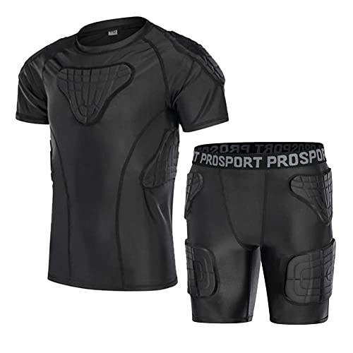 TUOYR Padded Shirt Youth Boys Padded Compression Sports Protective Shirt and Short Kids Rib Chest Guard for Football Baseball Basketball - Image 1