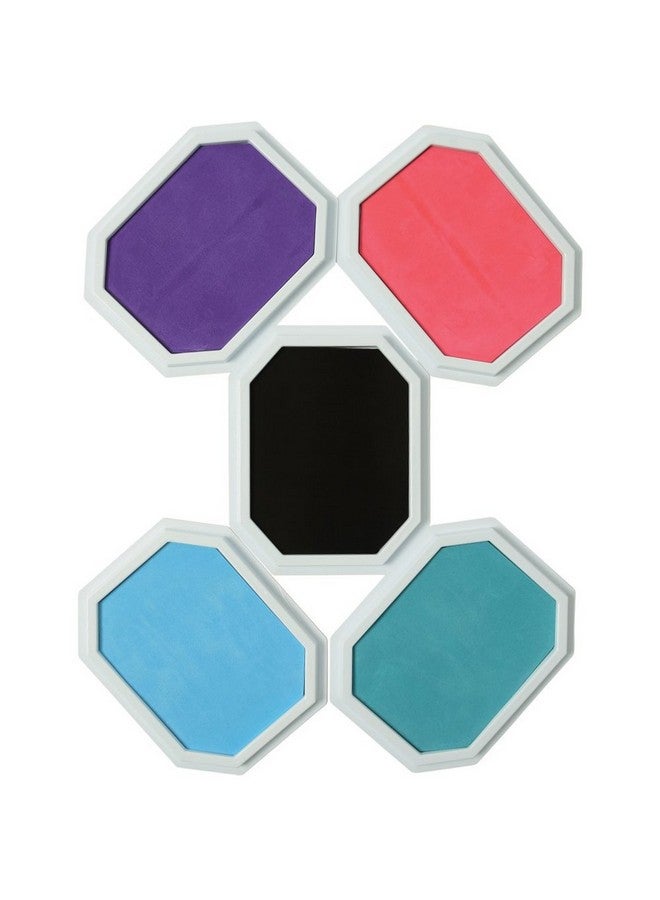 Constructive Playthings Supplemental 5 Set Multi Colored Ink Large Washable Stamp Pad Kid Set For Rubber Stamps - Image 3