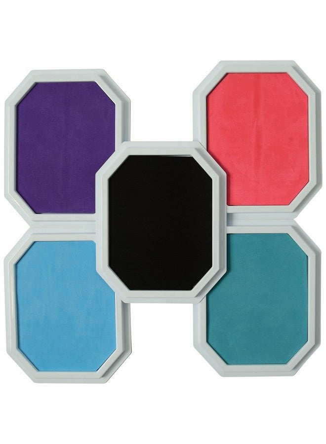 Constructive Playthings Supplemental 5 Set Multi Colored Ink Large Washable Stamp Pad Kid Set For Rubber Stamps - Image 2
