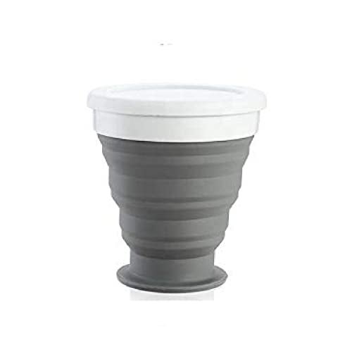 Baskety Silicone Collapsible Travel Cup - Silicone Folding Camping Cup with Lids - Expandable Drinking Cup Set - BPA Free, Portable, Graduated (Black) - Image 1