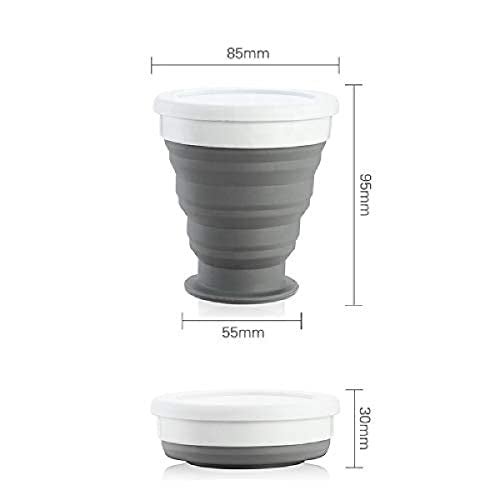 Baskety Silicone Collapsible Travel Cup - Silicone Folding Camping Cup with Lids - Expandable Drinking Cup Set - BPA Free, Portable, Graduated (Black) - Image 2