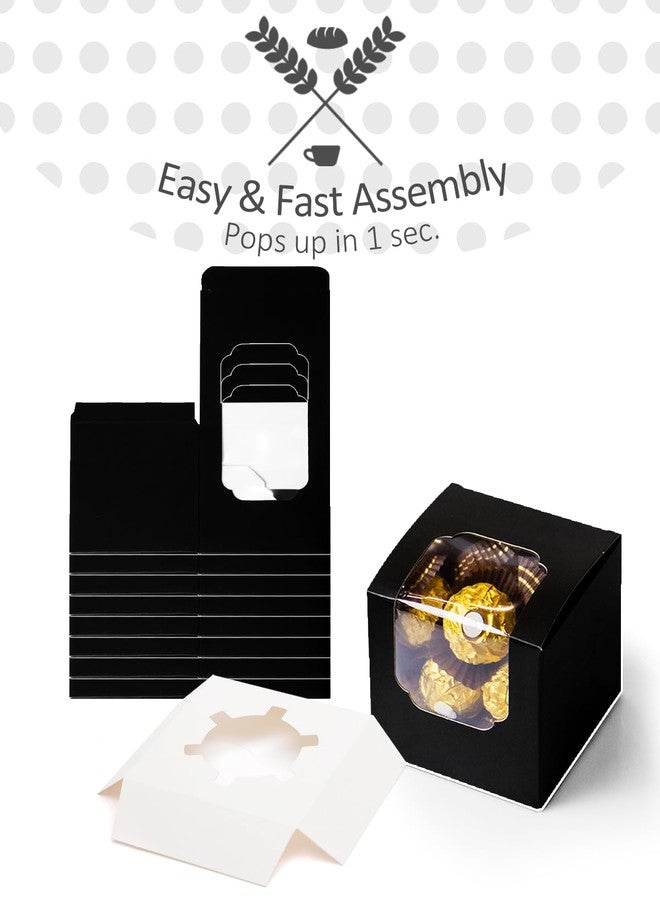 qiqee Black Cupcake Boxes Individual Cupcake Container 100pcs 3.5" x 3.5" x 3.5" Auto-Pop up Single Cupcake Boxes(100 Boxes+100 Inserts) - Image 4