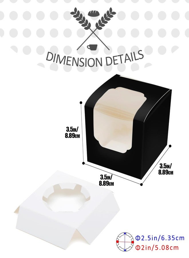 qiqee Black Cupcake Boxes Individual Cupcake Container 100pcs 3.5" x 3.5" x 3.5" Auto-Pop up Single Cupcake Boxes(100 Boxes+100 Inserts) - Image 5