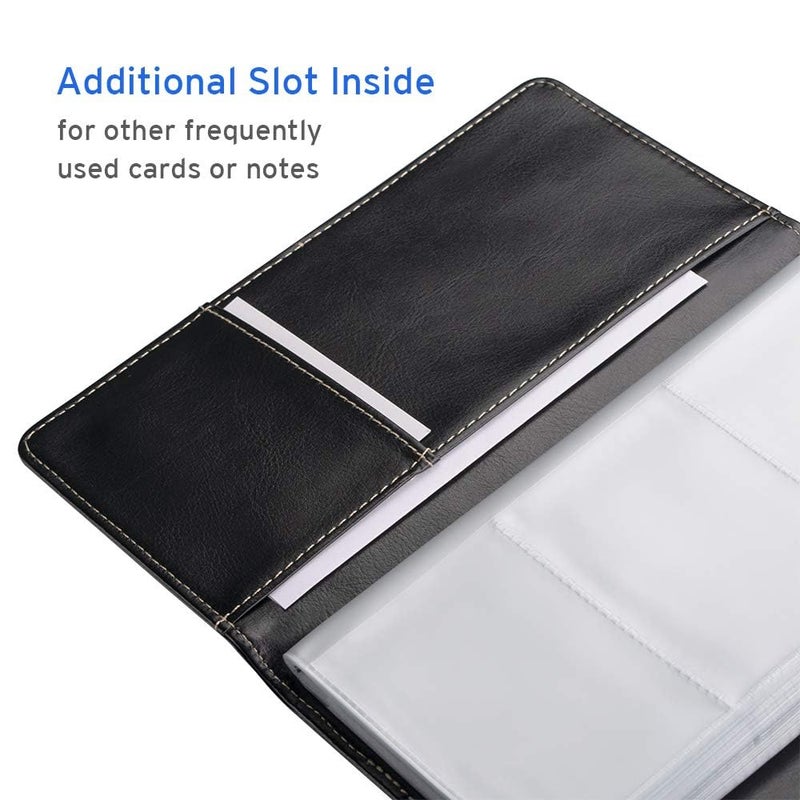Sooez Leather Professional Business Card Book Holder Organizer, 240 Card Capacity PU Name Card Credit Cards Booklet (Blue) - Image 5