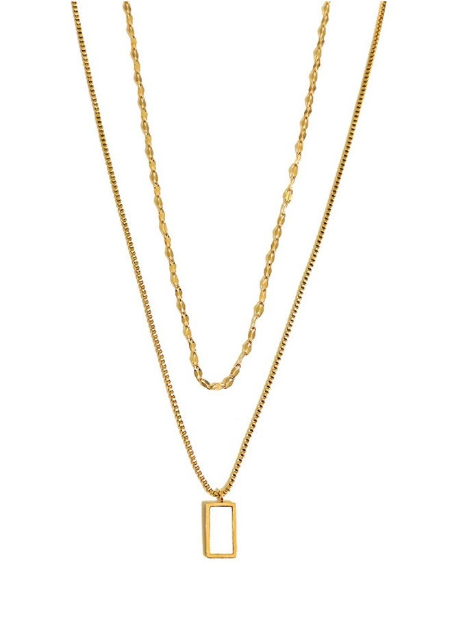 Generic - Arabic style fashionable necklace, white shell pendant titanium steel necklace, high-end women's double-layer collarbone chain - Image 1