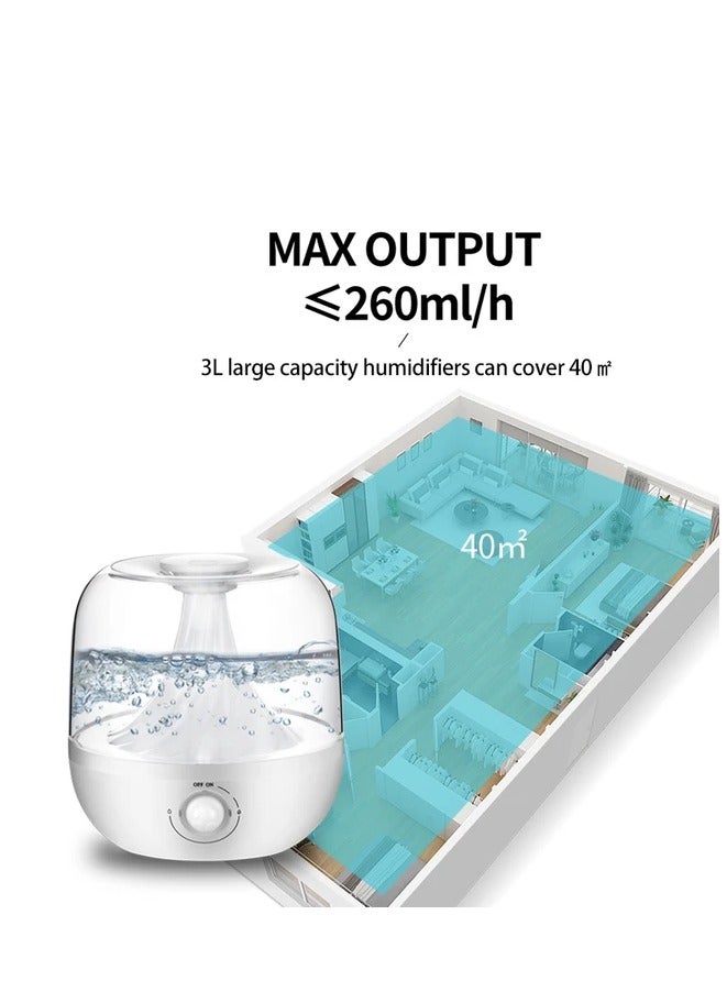 Humidifier, 3L, Ultrasonic Cool Mist, UV Light Bacteria Air Purifier, Top Filled, Suitable for Kids, Adults, Yoga, Sleep, Office, Home  - Image 2