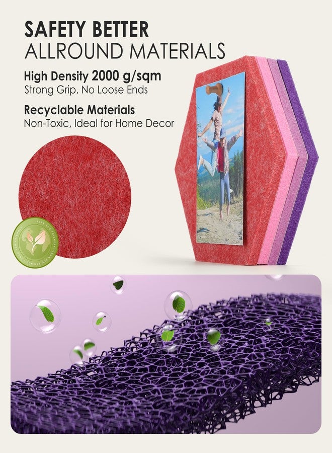 ماكسجير مجموعة ماكس جير المكونة من 8 قطع من بلاط الفلين سداسي الشكل المصنوع من اللباد، بتدرج لوني بنفسجي، لوحة إعلانات ذاتية اللصق يمكنك صنعها بنفسك، لوحة دبابيس للمكتب أو المدرسة أو المنزل، ملصقات لتزيين الجدران، عرض الصور والمذكرات - Image 2