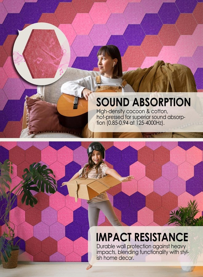 ماكسجير مجموعة ماكس جير المكونة من 8 قطع من بلاط الفلين سداسي الشكل المصنوع من اللباد، بتدرج لوني بنفسجي، لوحة إعلانات ذاتية اللصق يمكنك صنعها بنفسك، لوحة دبابيس للمكتب أو المدرسة أو المنزل، ملصقات لتزيين الجدران، عرض الصور والمذكرات - Image 5