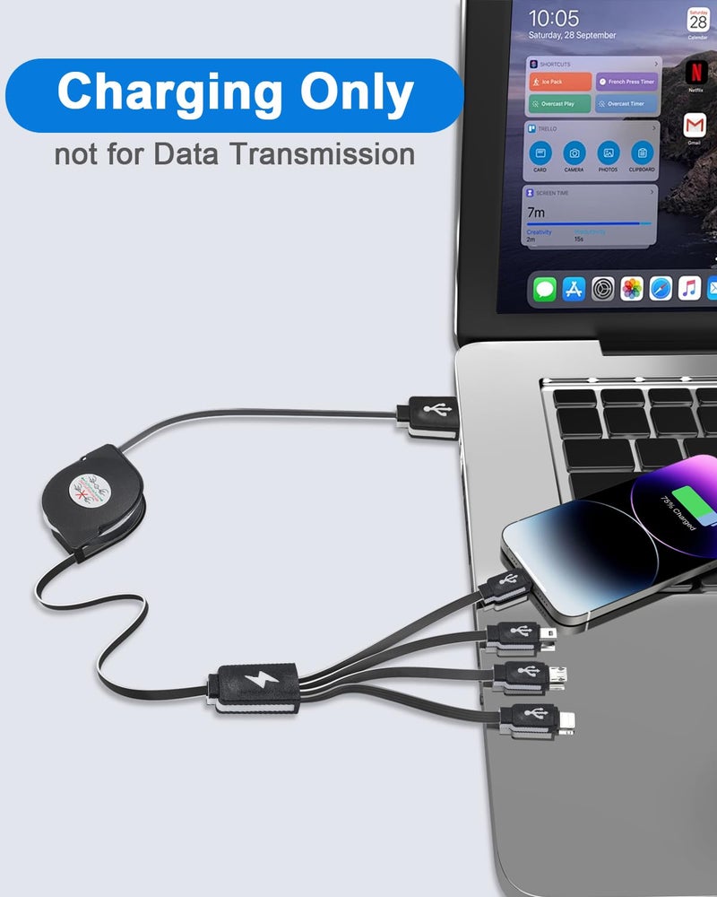 Kingback Multi Charging Cable 4 in 1 Multi USB Charger Cable Retractable Universal Multiple USB Charging Cord Adapter with Mini USB/IP/Micro USB/Type C Port for PS3/Samsung Galaxy/LG/HTC More [2Pack/3Ft] - Image 4